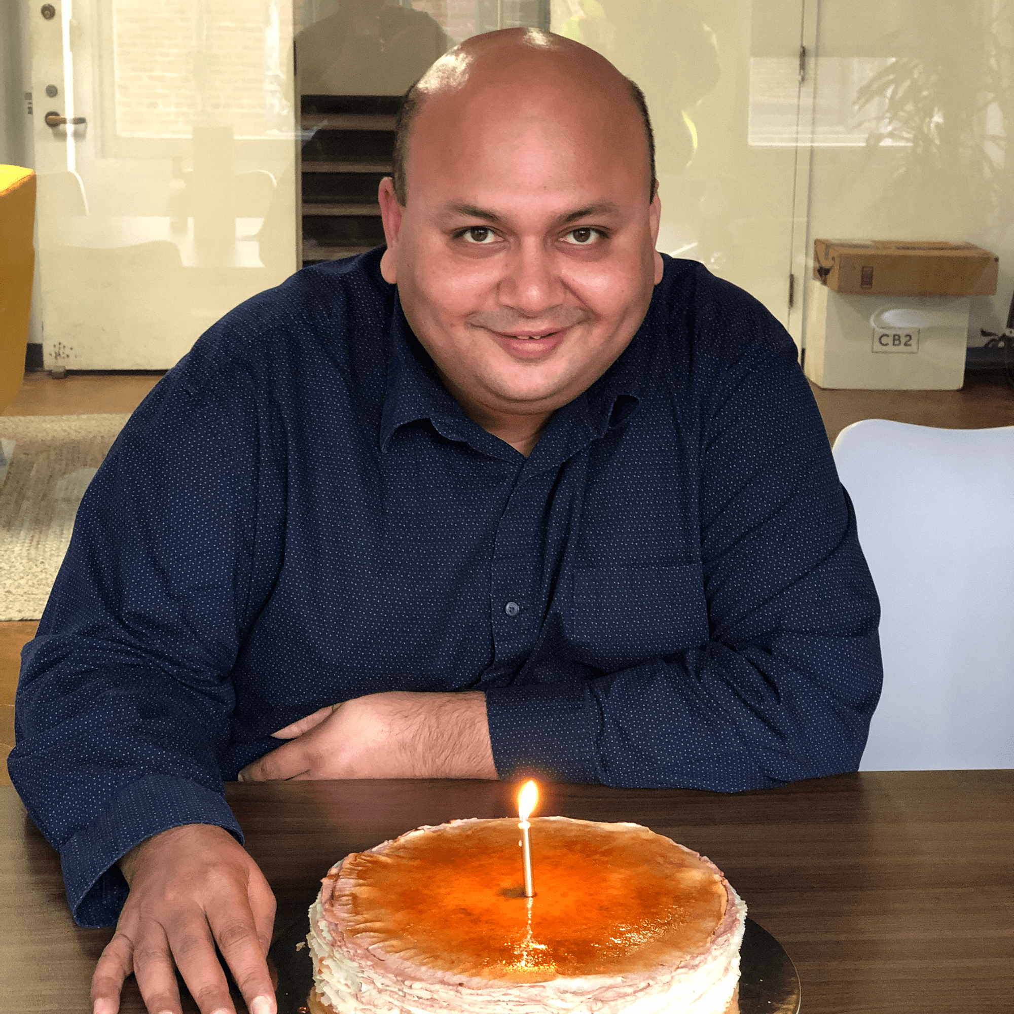 Pankaj posing with his birthday cake